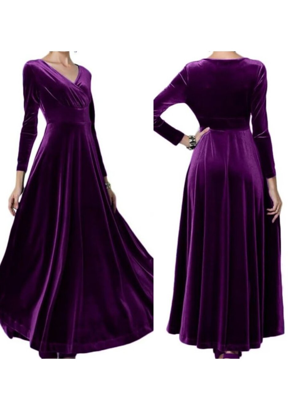 Urban CoCo Velvet Maxi Dress Womens XXL Purple V-Neck Whimsigoth Romantic Goth